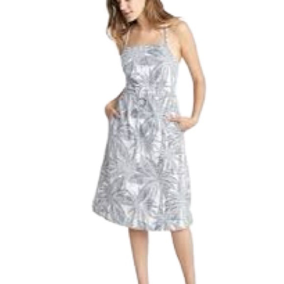 Marine Layer LILY Dress in Linen & Cotton and Palm Print sz XL - Picture 1 of 16